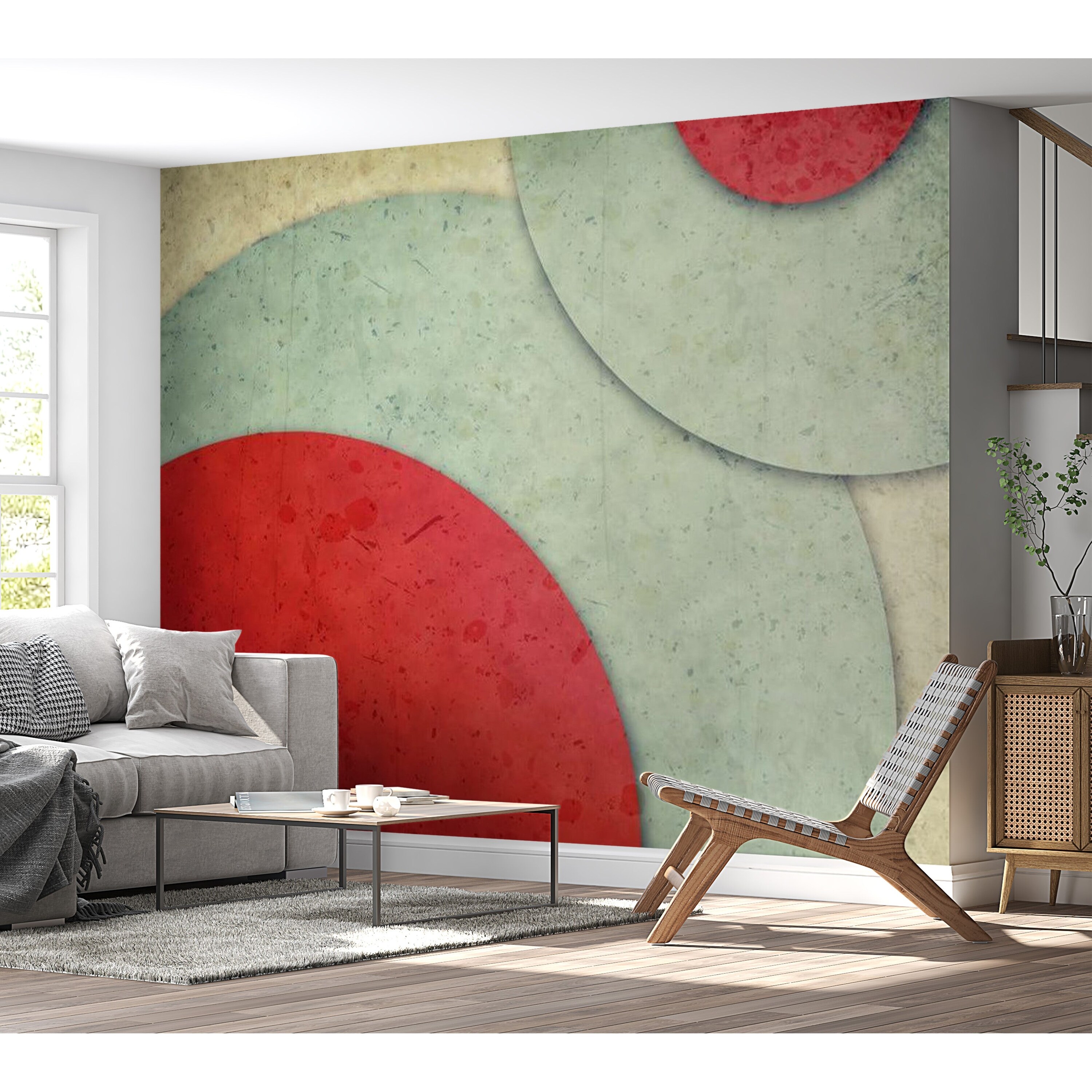 Abstract Wallpaper Wall Mural - Circles Retro Style - Bed Bath \u0026 Beyond -  40876878, image size:3000x3000
