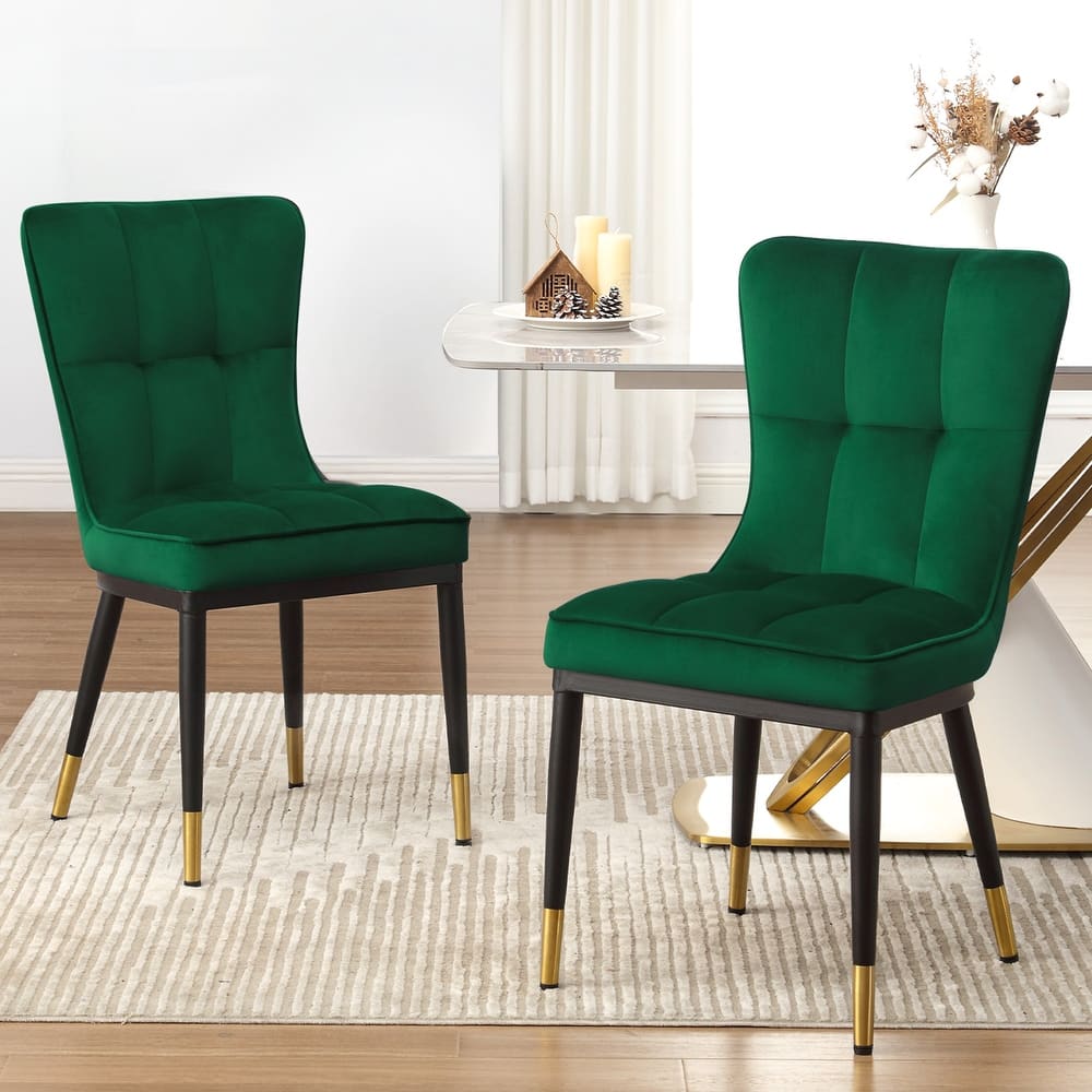 Modern Velvet Upholstered Dining Chairs, Set of 2/4 - 35.8"H x 18.9"W x 23.2"D