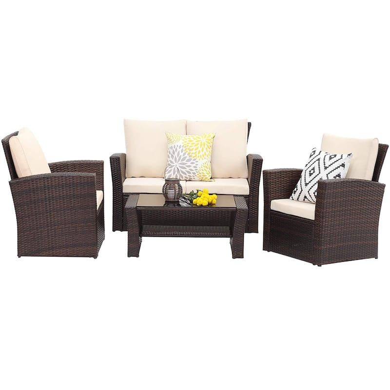 Royalcraft 4 Piece PE Rattan Wicker Outdoor Patio Furniture Set