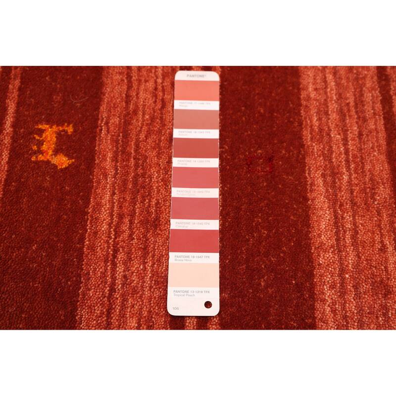 ECARPETGALLERY Hand Loomed Kashkuli Gabbeh Dark Copper Wool Rug - 6'8 x 9'9