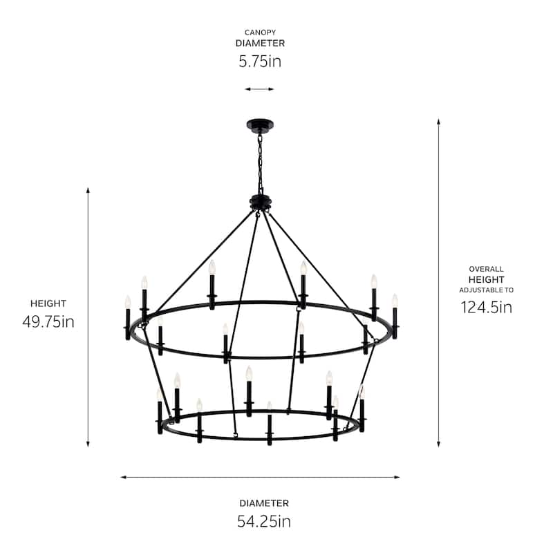 Kichler Lighting Carrick 54.25 in. 18-Light Tiered Chandelier