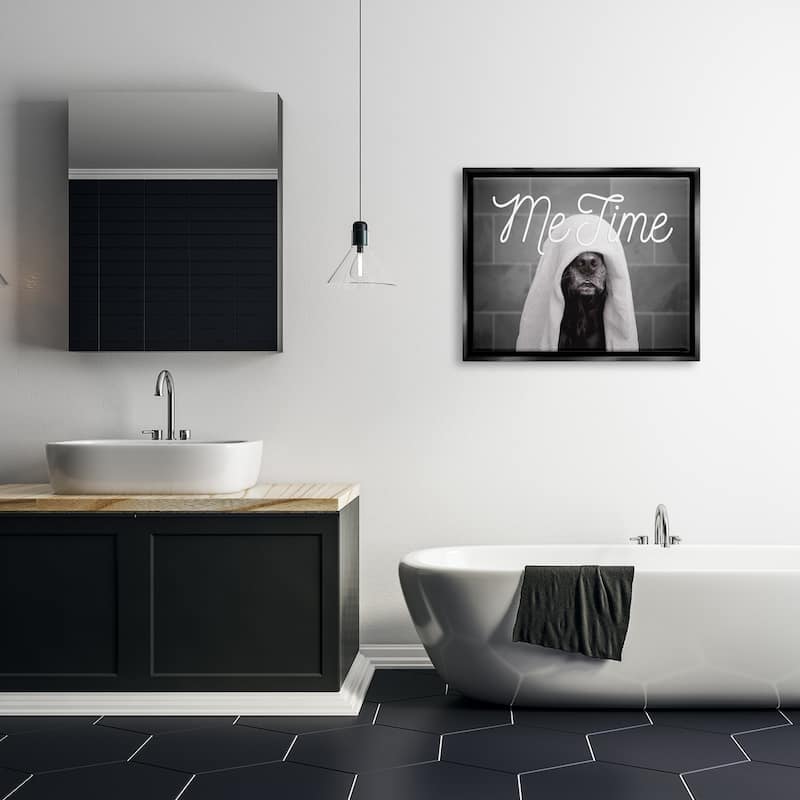 Stupell Me Time Pet Dog Bathroom Portrait Floater Frame - Black