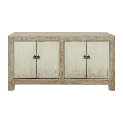 Artissance Reclaimed Wood Shandong Buffet with 4 Drawers & Antique Off White Finish, 35 Inch Tall