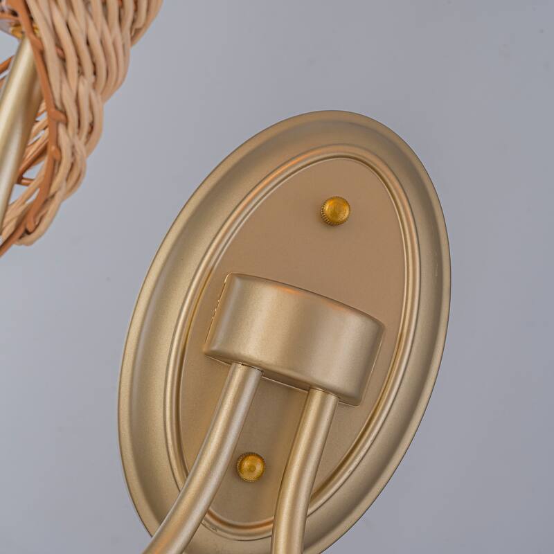 Dena 2-light Coastal Natural Rattan Armed Sconce - Adjustable
