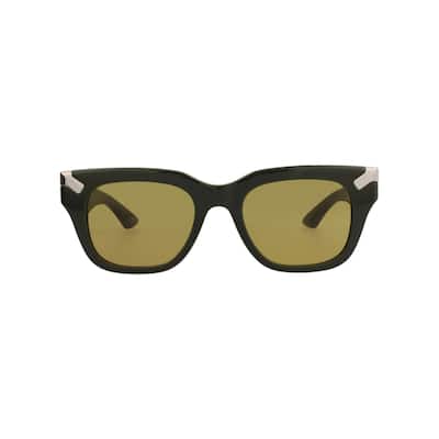 Alexander McQueen Square-Frame Recycled Acetate Sunglasses, Nicotine Lens, Shiny Solid Dark Green Frame
