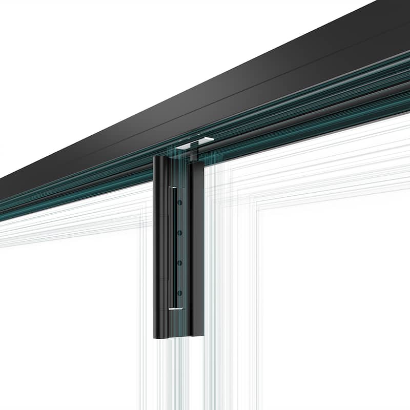 KaMic Versa-Fold 96"×80" 3 Panels Aluminum Folding Door In Black,Folded Out From Right To Left Model #:FD3PBK9680-RL