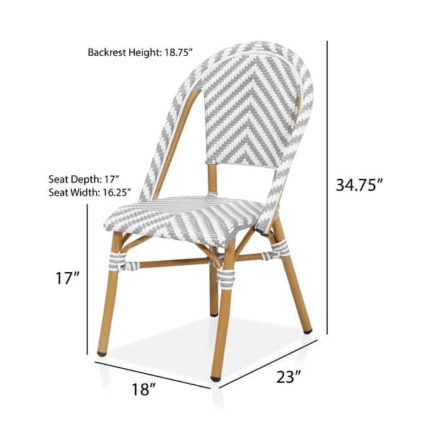dimension image slide 7 of 11, Furniture of America Irene French Chevron Wicker Patio Dining Chairs