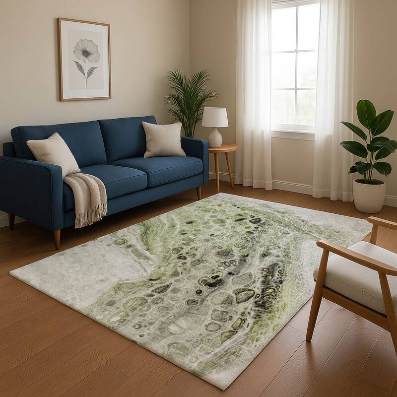Premium Washable Super Soft Abstract Chic Mayfield Rug - Aloe - 5' x 7'6"