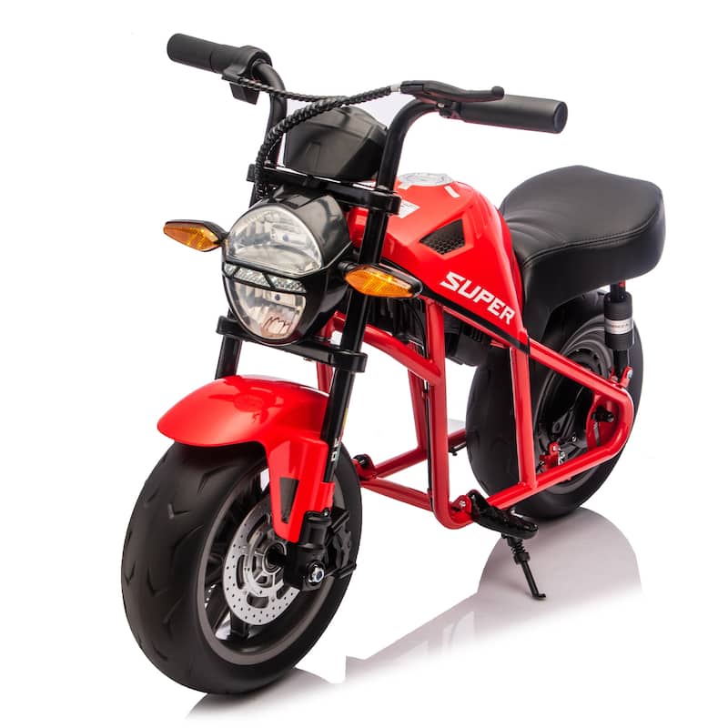 Simple Electric Bike Kids Electric Motorcycle 24V Ride-On Motorcycle with Built-in Music & LED Lights - Red