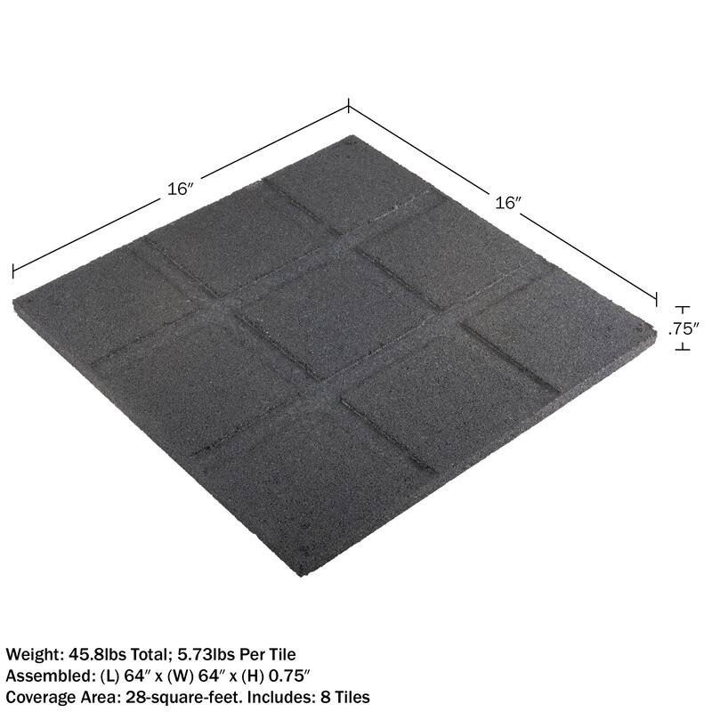 Pure Garden Rubber Deck Tiles 8-Pack - 28SQFT Outdoor Flooring Pavers