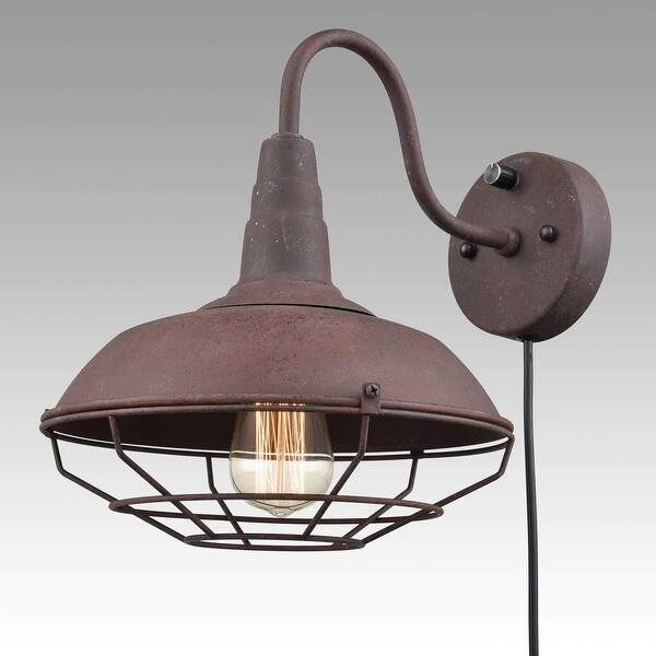 Rustic Wire Cage Gooseneck Wall Sconce Vintge Rustic Wire Cage Gooseneck Wall Sconce Vintge