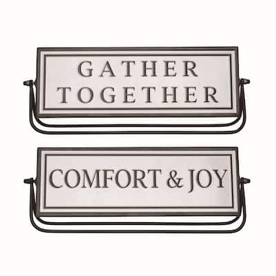 Transpac Metal 13 in. White Harvest Reversible Swivel Sign