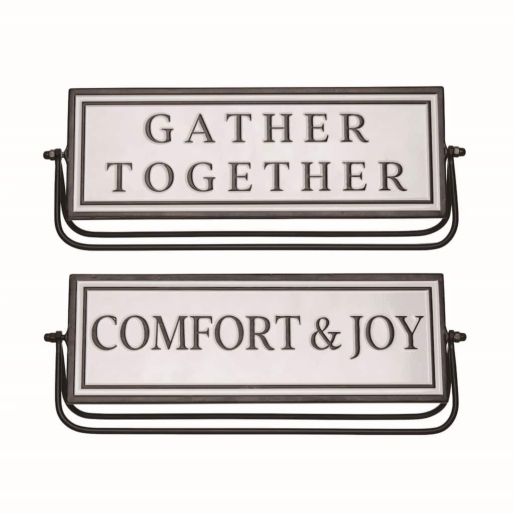 Transpac Metal 13 in. White Harvest Reversible Swivel Sign