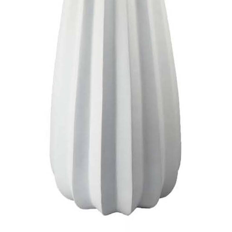 Samo Decorative Vase, Textured Body Bulb Accent, 33 Inch White Resin
