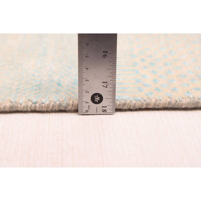 ECARPETGALLERY Hand-knotted Finest Silk Shadow Cyan Silk, Wool Rug - 2'7 x 12'3