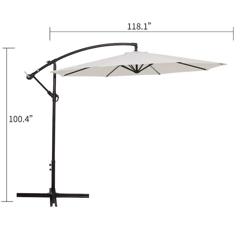 10ft Outdoor Patio Hanging Cantilever Umbrella