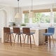 preview thumbnail 57 of 78, Skara Mid-Century Swivel Counter Stool, Upholstered Counter Height Chair with Bentwood Legs Set of 4 - Vintage Blue Faux Leather & Walnut