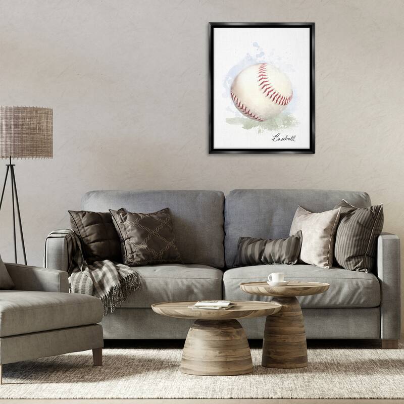 Stupell Soft Pastel Baseball Framed Floater Canvas Wall Art Design By Matthew Piotrowicz