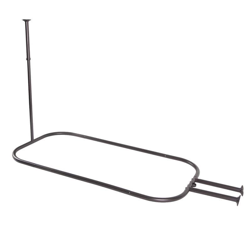 Utopia Alley Rustproof Wall Mounted Aluminum Hoop Shower Rod With Ceiling Support for Clawfoot Tub, 46 * 22 in