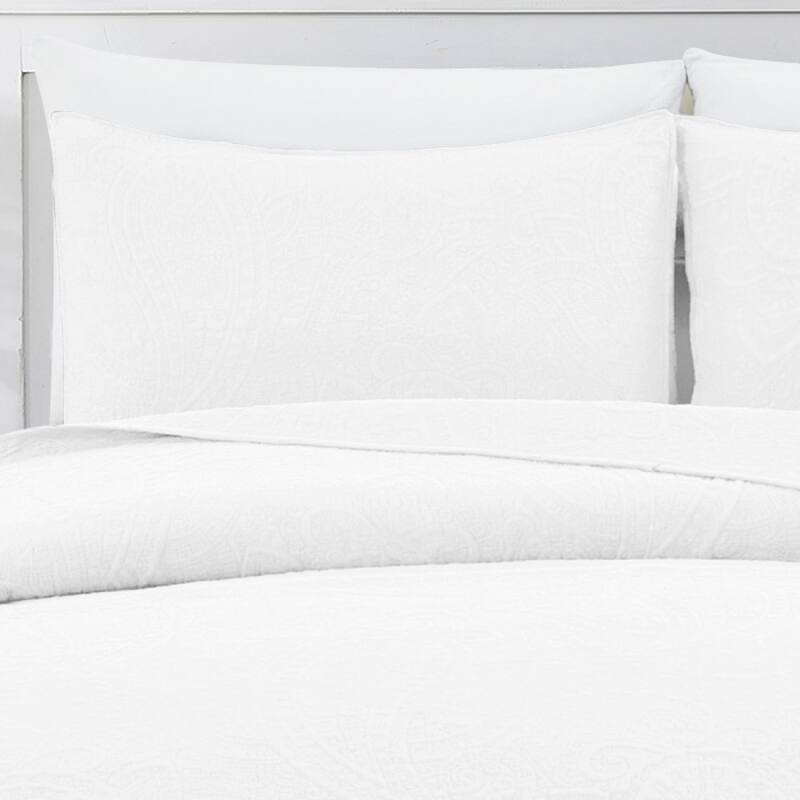 Bedford Lane Collection Embroidered Paisley Cotton Shell Quilt Set - 5 color way