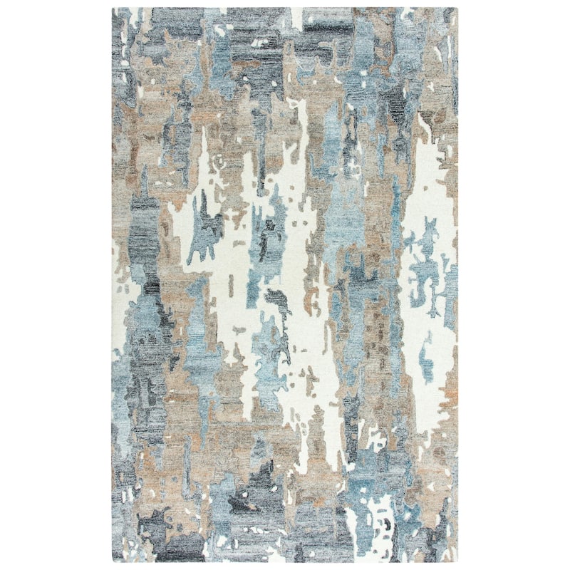 Alora Decor Spirit Beige and Grey Abstract Hand-tufted Wool Blend Rug