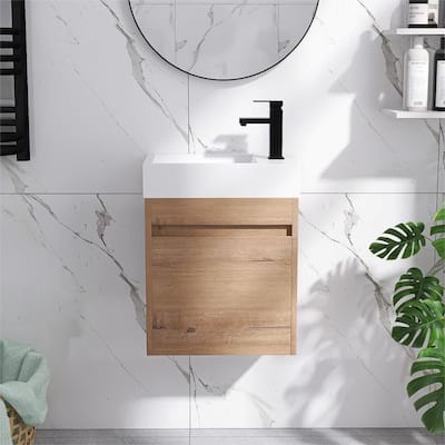 Bathroom Vanity With Sink In 16/18/23 Inch, Floating/Freestanding Bathroom Vanity With Soft Close Door