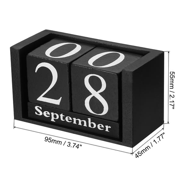 dimension image slide 2 of 5, Vintage Wood Block Perpetual Calendar, Reusable Wooden Blocks 3.7"