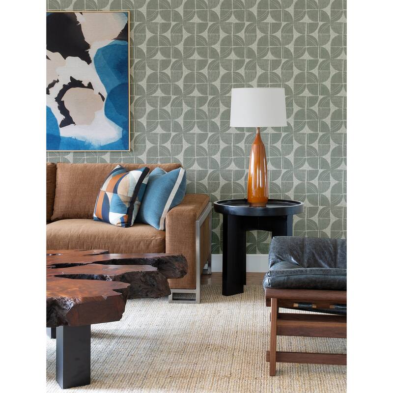 A-Street Prints Baxter Sea Green Semicircle Mosaic Wallpaper