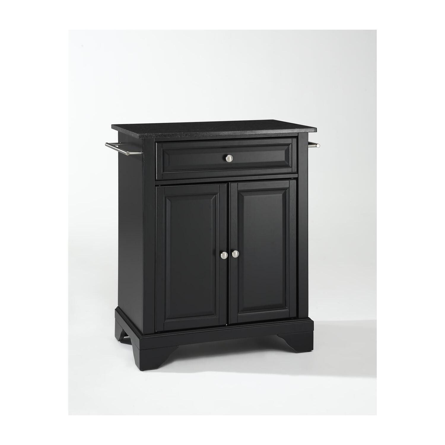 Kitchen Island Cart Granite Top Portable Kitchen Storage Island Modern Kitchen Furniture - Black