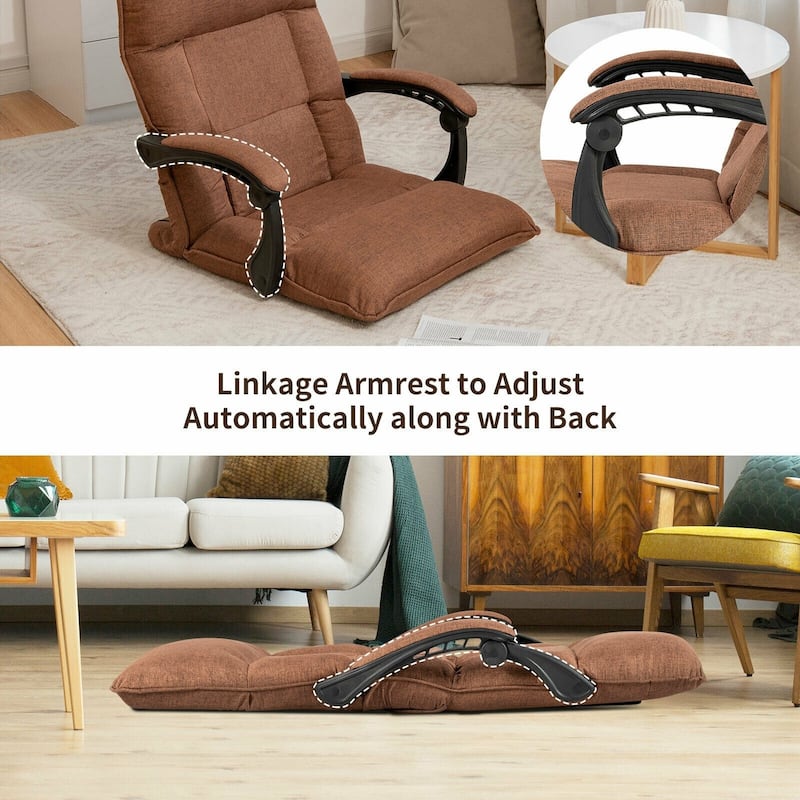 Position Floor Chair Lazy Sofa with Adjustable Back Headrest Waist - 26.5" x 29" x 29.5" (L x W x H)