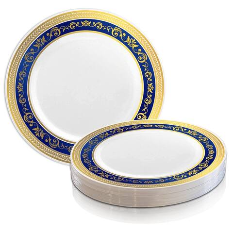 Shiny Royal Rim Disposable Plastic Plate Packs - Party Supplies