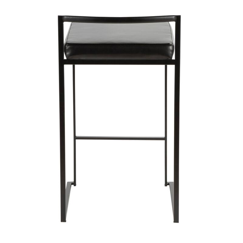 Porch & Den Forrest Black Stackable Fully Welded Counter Stool (Set of 3)