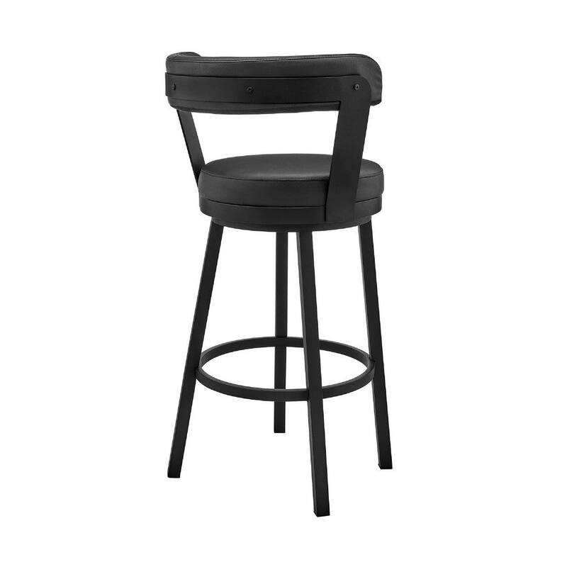 Swivel Barstool with Curved Open Back and Metal Legs