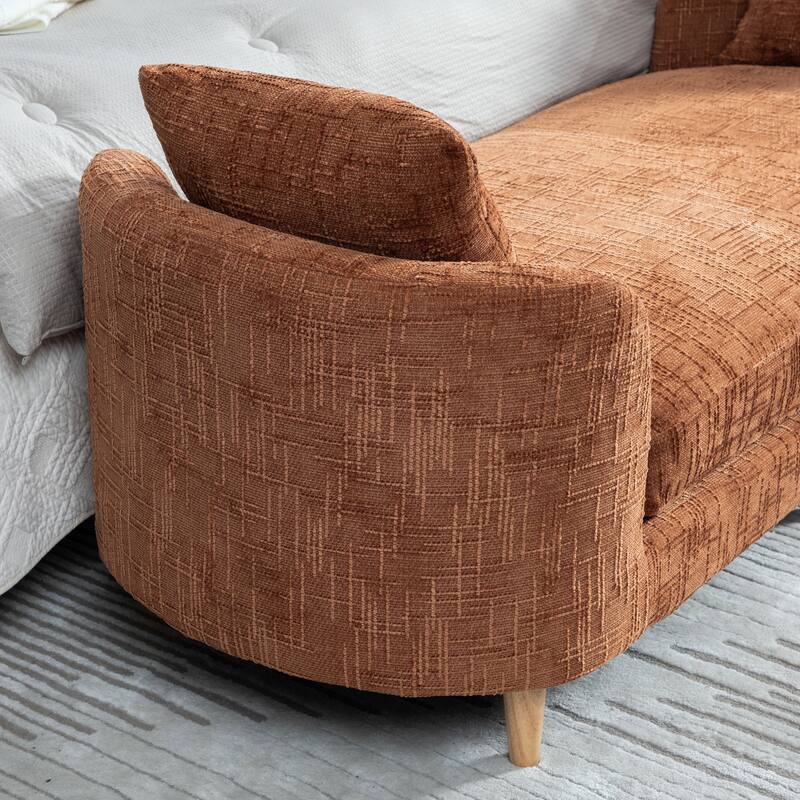 83.1" W Modern Upholstered Lounge Chair,Oversized Sofa Chair with Pillow and Armrests - Orange2