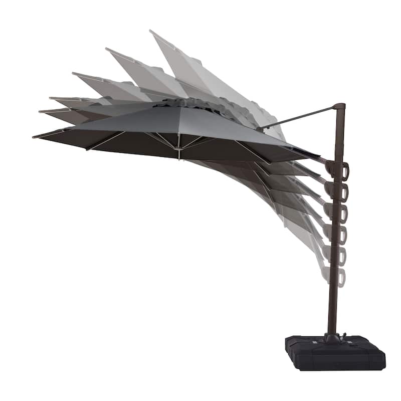 10ft Round Patio Offset Cantilever Umbrella Outdoor Hanging Umbrella with Cross Base