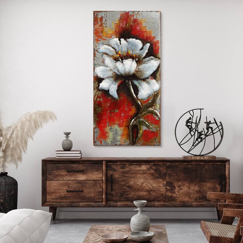 "Garden Rose" Mixed Media Iron Hand Painted 3D Wall Art Set