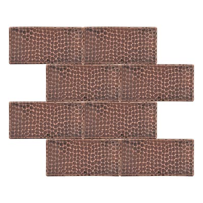 3-in x 6-in Hammered Copper Tile - Quantity 8 (T36DBH_PKG8)