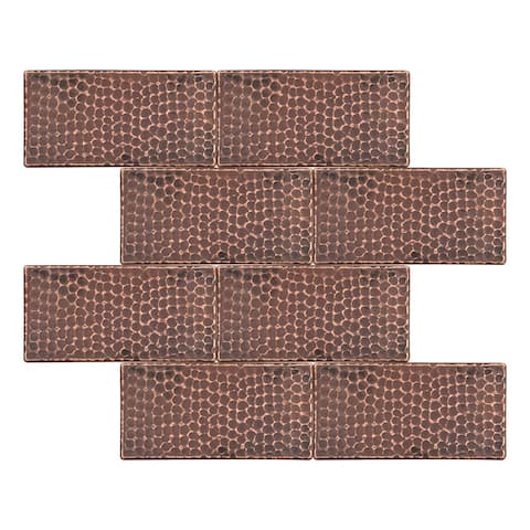 3-in x 6-in Hammered Copper Tile - Quantity 8 (T36DBH_PKG8)