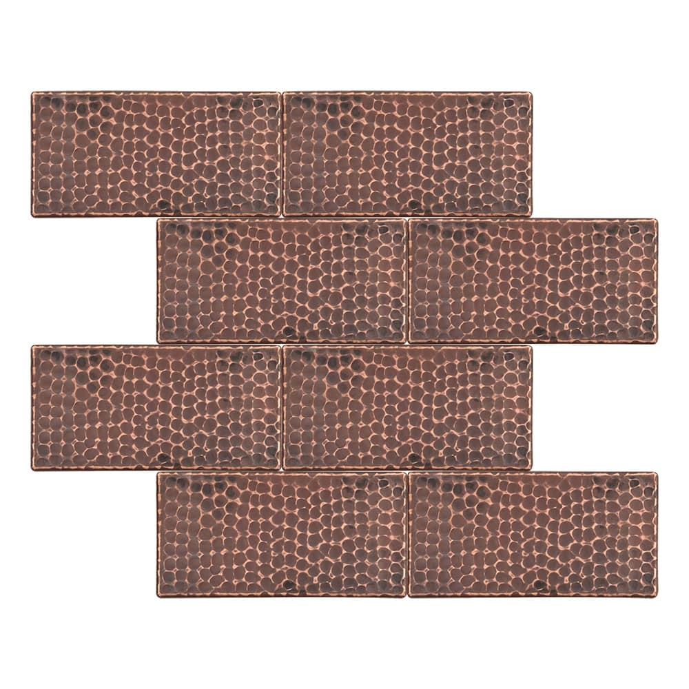 3-in x 6-in Hammered Copper Tile - Quantity 8 (T36DBH_PKG8)