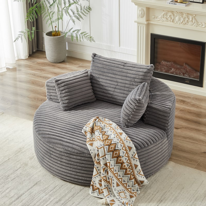 GDFStudio - Emberwood Corduroy Single Sofa Cloud Recliner - Grey