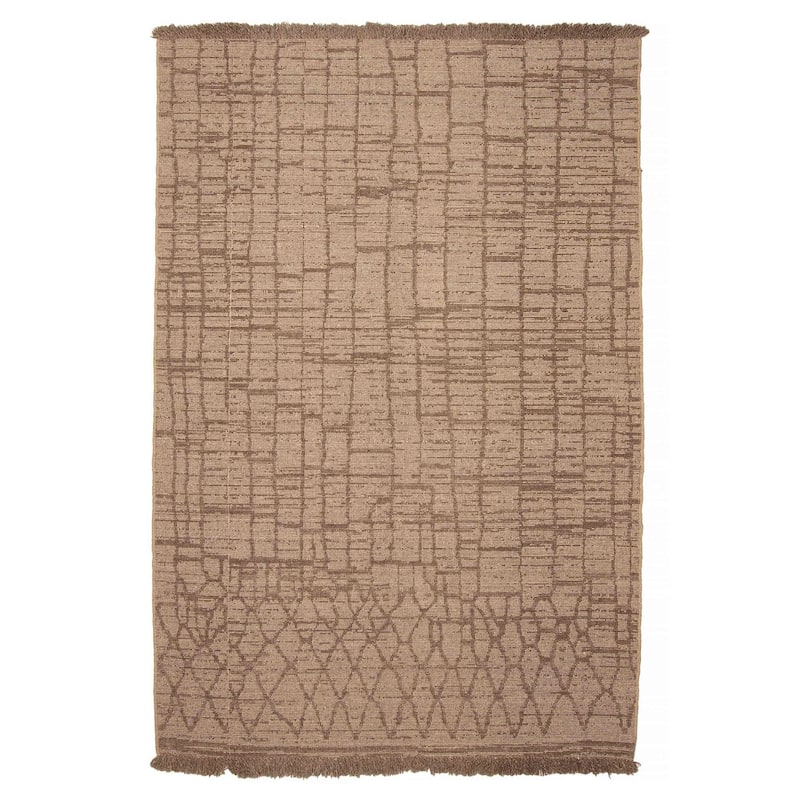 ECARPETGALLERY Flat-Weave Ankara FW Taupe Wool Tapestry Kilim - 6'0 x 9'5 - Taupe - 6'0 x 9'5