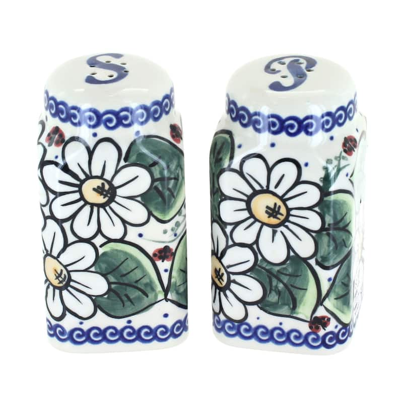 Blue Rose Polish Pottery 320 Vena Large Salt & Pepper Shakers - Ladybug