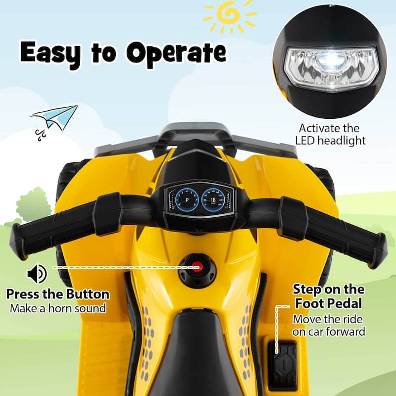 Costway CAT Licensed 6V Kids Ride on ATV with LED Headlight Horn - Yellow - See Details