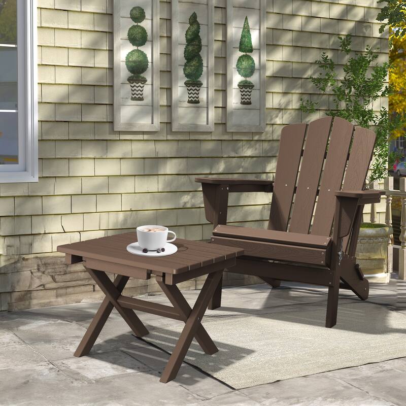 Outdoor Patio HDPE Foldable Side Table, Waterproof & Weather Resistant