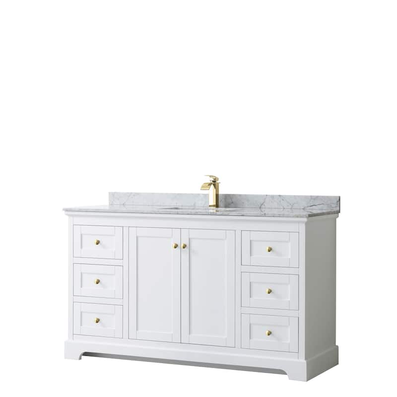 Avery 60-inch Single Vanity, Marble Top, Square Sink, No Mirror