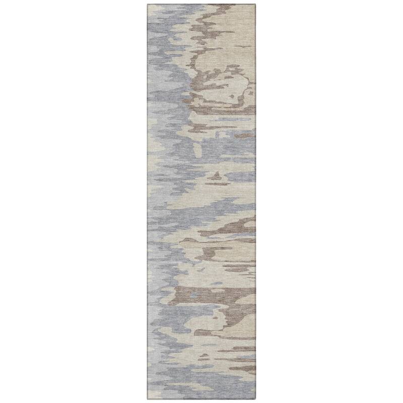 Machine Washable Indoor/ Outdoor Brushstrokes Ombre Chantille Rug