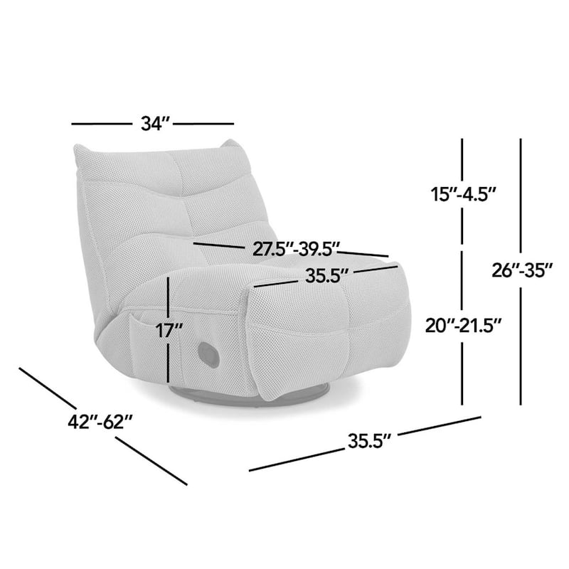 Rearden 35.5" Swivel Glider Manual Recliner Gaming Lounge Chair