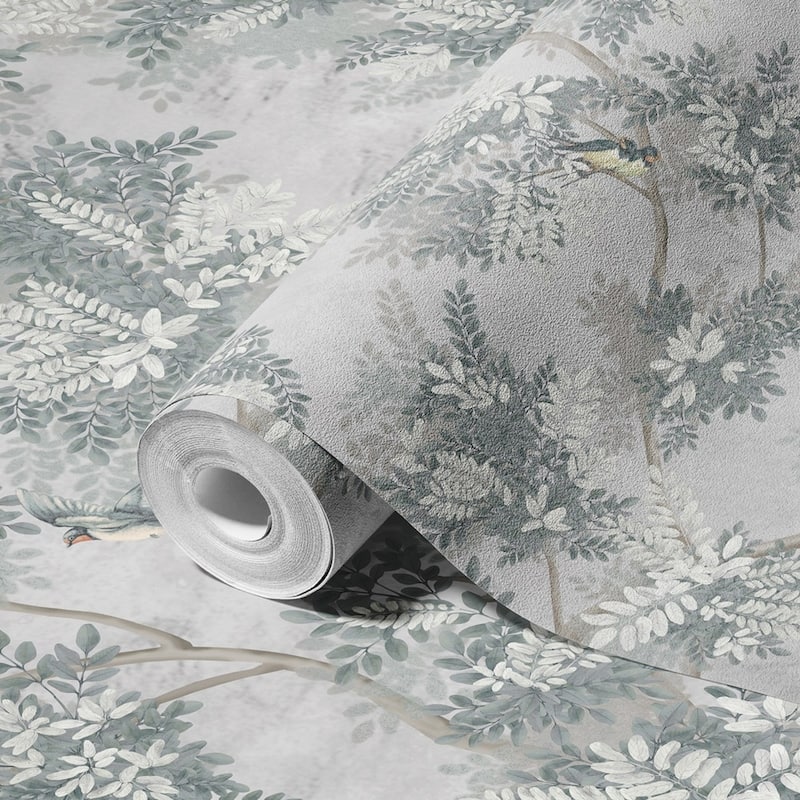 Verdant Canopy with Songbirds Botanical Wallpaper Mural