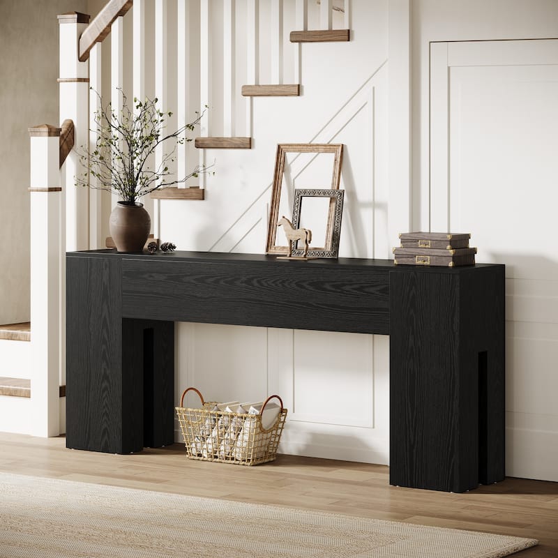 71-Inch Long Console Table for Entryway, Living Room, Rustic Brown - 70.86" L x 13.78" W x 32.3" H