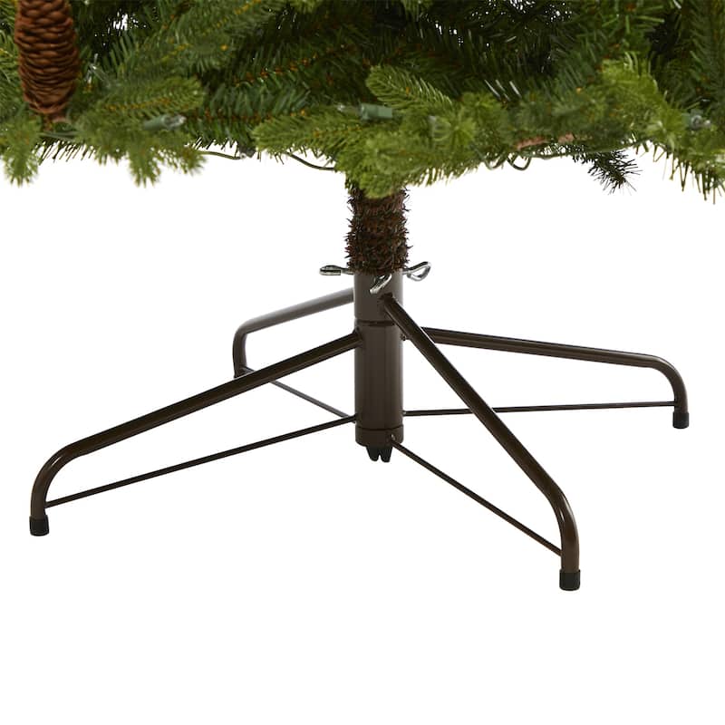 7.5ft. Fir Artificial Christmas Tree with 600 Clear Lights, Pine Cones & 1740 Branches - Lush Holiday X-Mas Centerpiece